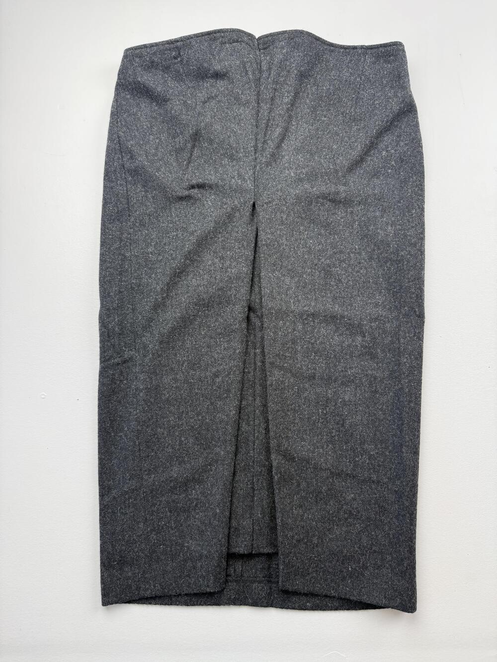 G.H. Bass & Co Skirt Womens 14 Gray Wool Tweed Pencil Midi Front Slit Lined